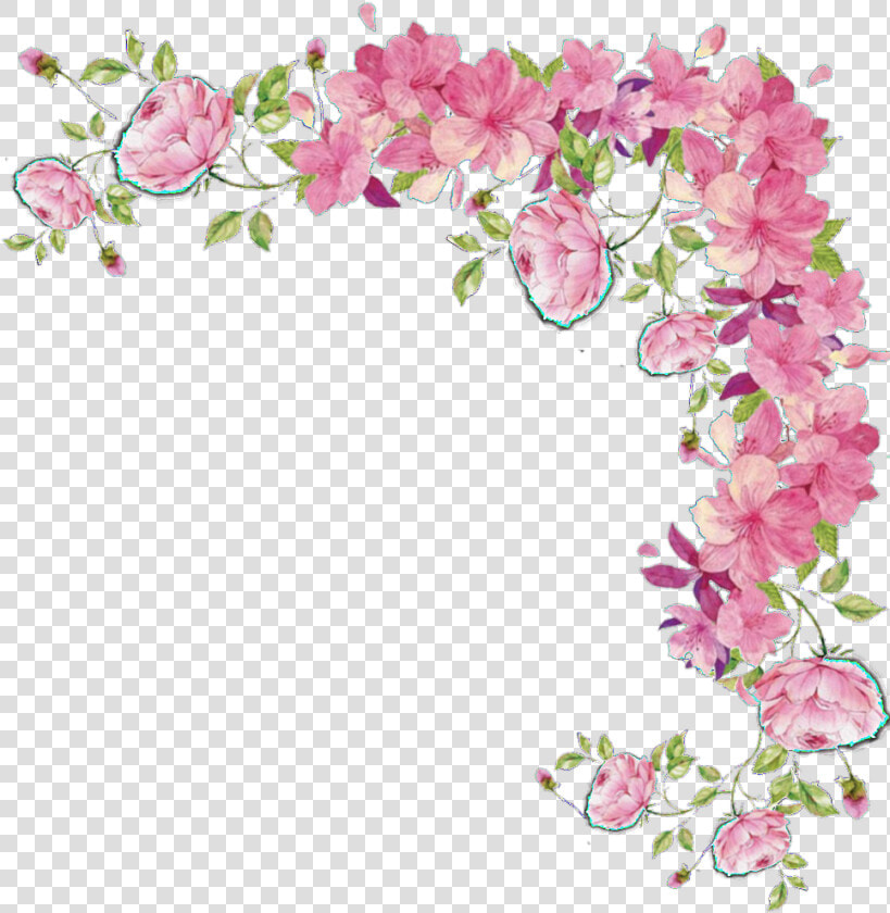  ftestickers  flowers  roses  border  corner  pink   Transparent Pink Flower Border  HD Png DownloadTransparent PNG