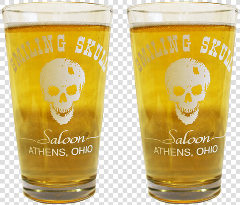 Set Of 2 Smiling Skull Pint Glasses   Beer Glass  HD Png DownloadTransparent PNG