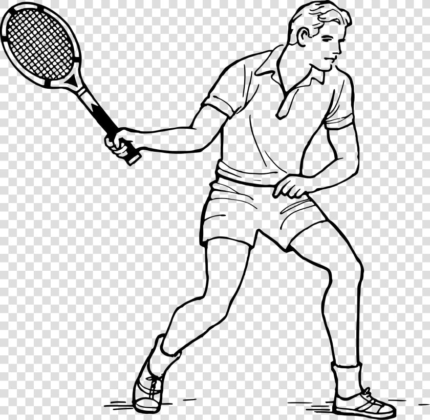 Transparent Tennis Png   Tennis Player Line Drawing  Png DownloadTransparent PNG