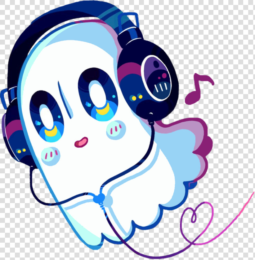  music  ghost  cute  colorful  love  heart  halloween   Ghost With Headphones Undertale  HD Png DownloadTransparent PNG