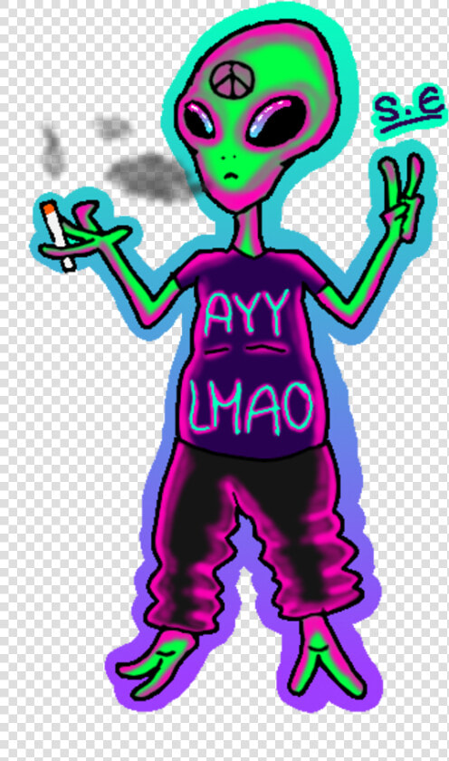 Ary Ma0 Clip Art Pink Fictional Character Purple Cartoon   Ayy Lmao Alien Png  Transparent PngTransparent PNG