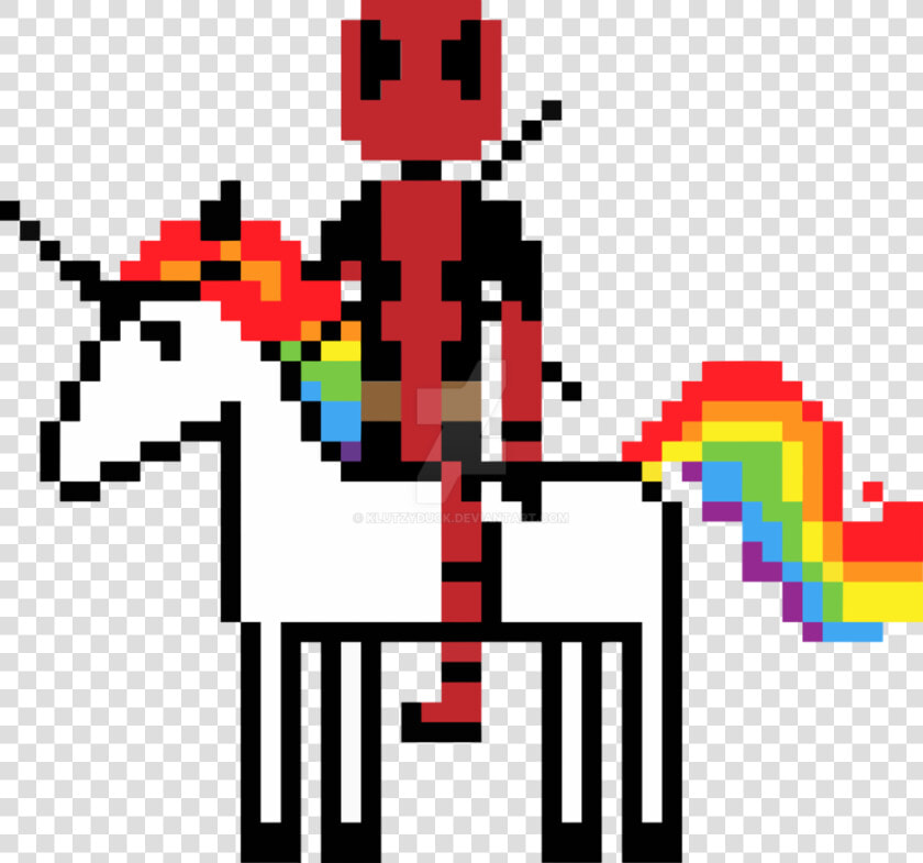 Deadpool Riding A Unicorn   Pixel Art Deadpool Mit Unicorn  HD Png DownloadTransparent PNG