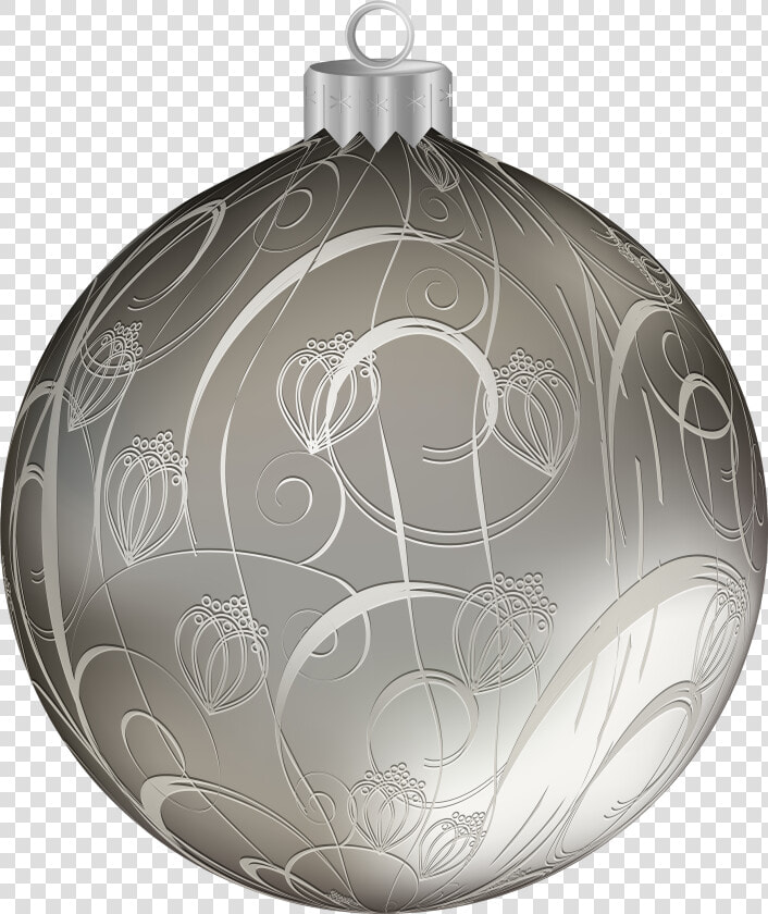 Silver Christmas Ball With Ornaments Png Clipart Image   Silver Christmas Balls Png  Transparent PngTransparent PNG