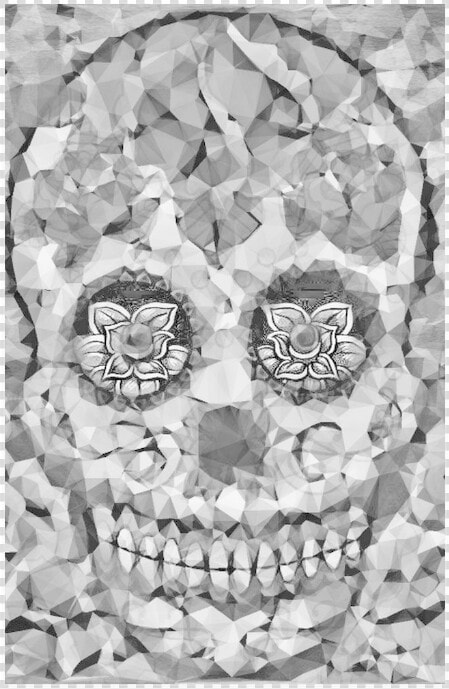 Polygon Skull Black White Poster 22 X34   Skull  HD Png DownloadTransparent PNG