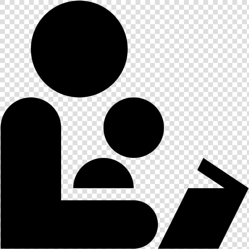 Black And White Icon Of An Adult Reading To A Child   Reading To Children Icon  HD Png DownloadTransparent PNG