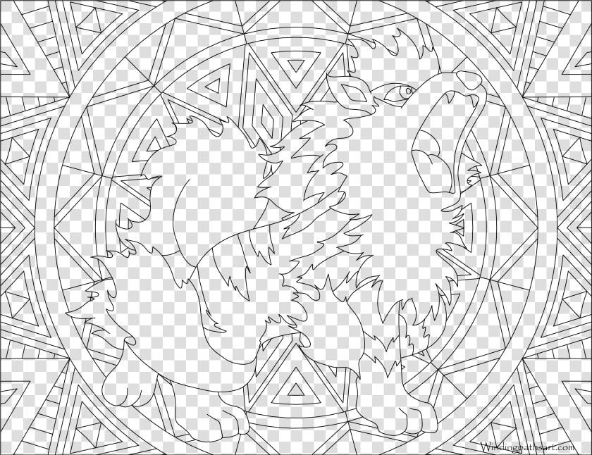 Arcanine Pokemon Coloring Page   Pokemon Mandala  HD Png DownloadTransparent PNG