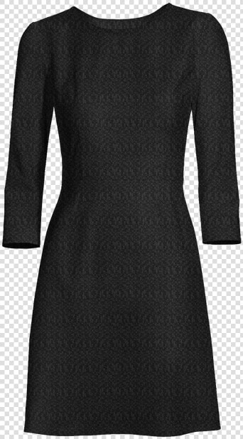 Black 3 4 Sleeve Round Neck Skater Dress    Little Black Dress  HD Png DownloadTransparent PNG