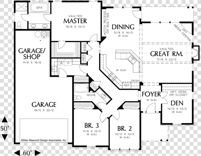 Main Floor Plan Image For Mascord Galen Traditional   3 Bedroom House Plans With Office  HD Png DownloadTransparent PNG