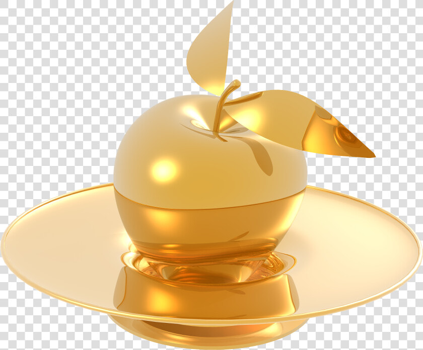 Gold Made Apple And Plate Png Image   แอ ป เปิ้ ล ทอง  Transparent PngTransparent PNG