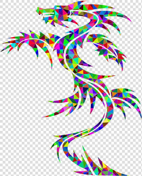 Prismatic Low Poly Tribal Dragon   Draghi Disegno Tattoo Tribale  HD Png DownloadTransparent PNG