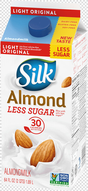 Silk® Less Sugar Original Almondmilk   Low Sugar Almond Milk  HD Png DownloadTransparent PNG