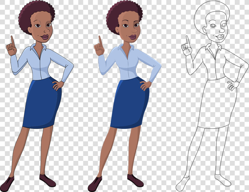 Woman  Business  Point  Hand Up  Business Women   African Woman Cartoon Character  HD Png DownloadTransparent PNG