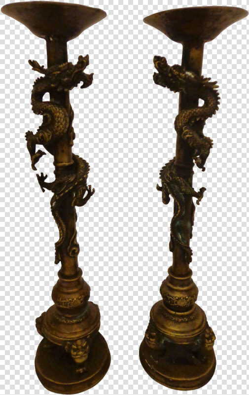 Fabulous Antique Chinese Bronze Temple Candle Holders   Antique Chinese Vintage Brass Candle Holders  HD Png DownloadTransparent PNG