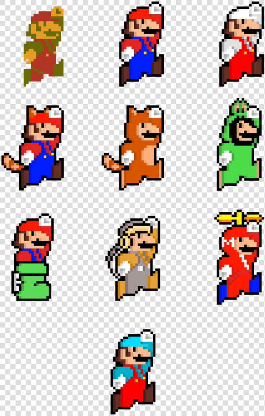 Transparent 8 bit Mario Png   Mario Bros Power Ups Pixel Art  Png DownloadTransparent PNG