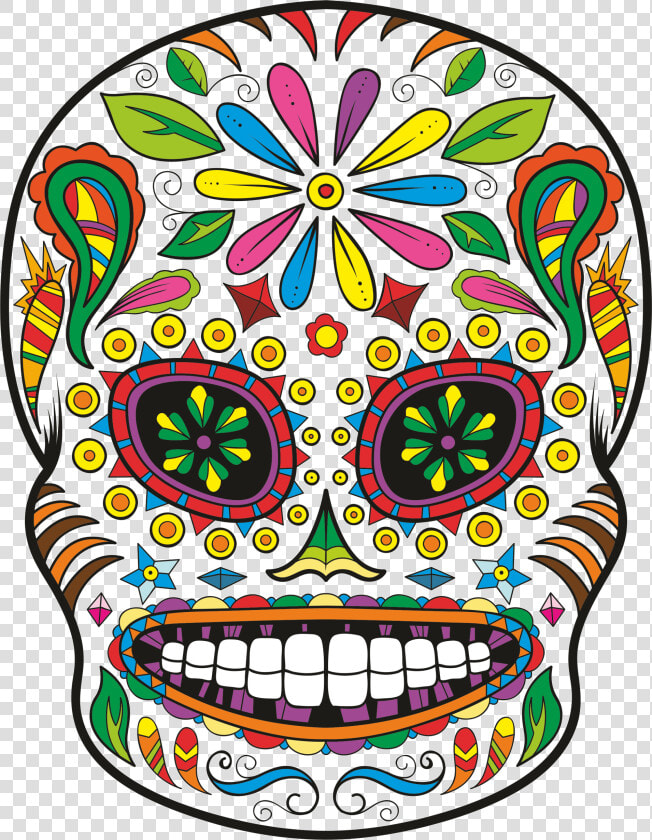 Calavera Day Of The Dead Skull Sticker Decal   Colorful Sugar Skull Designs  HD Png DownloadTransparent PNG