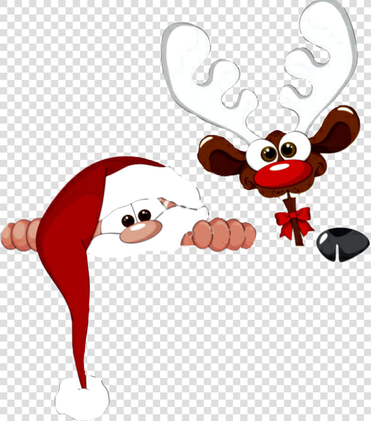  chritsmas  santa  rudolph  peeking   Cartoon  HD Png DownloadTransparent PNG