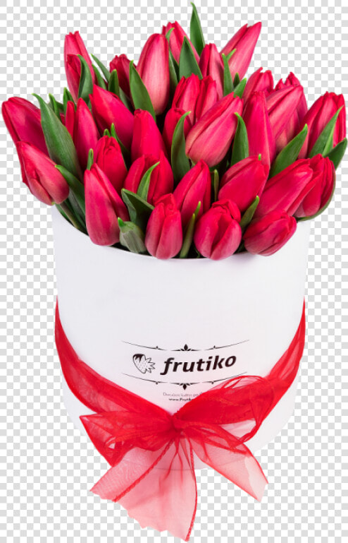 White Oval Box Of Red Tulips   Tulips In Box  HD Png DownloadTransparent PNG