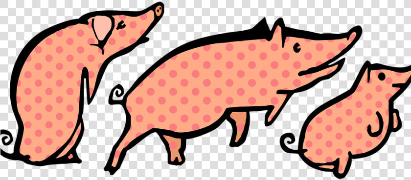 Pigs  Polka Dots  Animals  Swine  Domestic  Farming   The Three Little Pigs  HD Png DownloadTransparent PNG