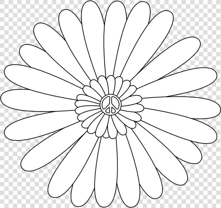 Peace Symbol Peace Sign Flower 55 Black White Line   Illustration  HD Png DownloadTransparent PNG