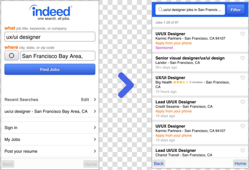 Indeed S Current Screens   Indeed App Home Page  HD Png DownloadTransparent PNG