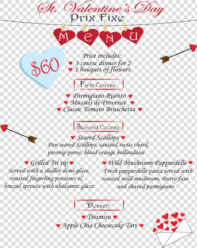 Valentine S Day Menu For The Culinary Arts Program   Heart  HD Png DownloadTransparent PNG