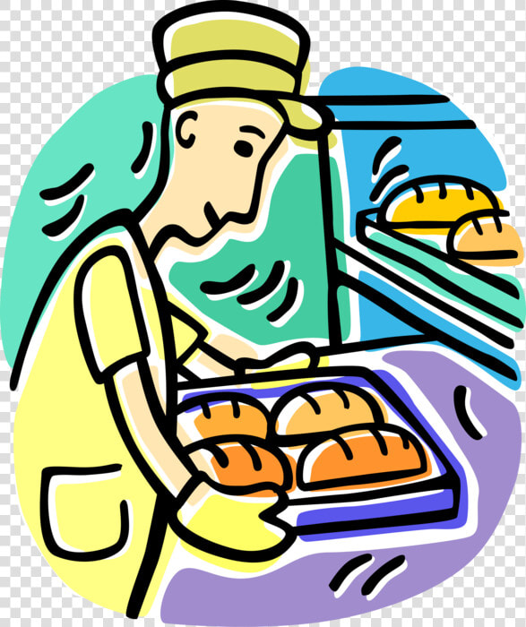 Vector Illustration Of Retail Bakery Baker With Tray   Baker  39 s Cartoon  HD Png DownloadTransparent PNG