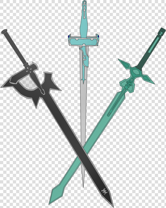 Transparent Sword Drawing Png   Sao Sword Asuna And Kirito  Png DownloadTransparent PNG