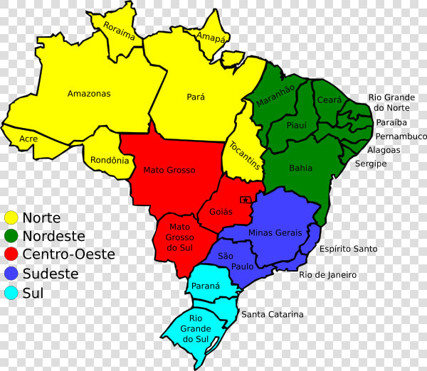 Map Of Brazil  V3 Png Clip Arts   Mapa De Regiones De Brasil  Transparent PngTransparent PNG