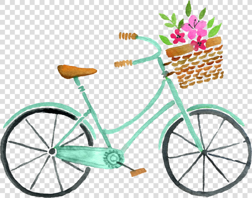 Transparent Material For Cartoon Fresh Bicycles   Watercolor Spring Clipart  HD Png DownloadTransparent PNG