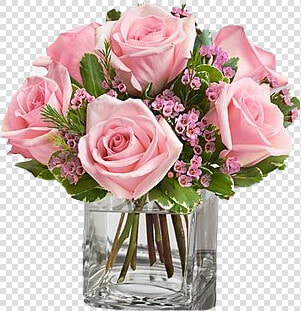  pink  roses  vase  boquet  rose  flowers  freetoedit   Pink Rose Arrangement  HD Png DownloadTransparent PNG