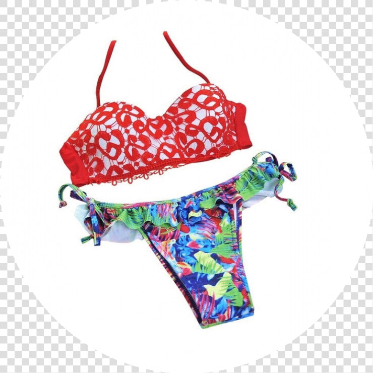 Women S Swimwear In Two Parts With Red Lace   Bikini  HD Png DownloadTransparent PNG