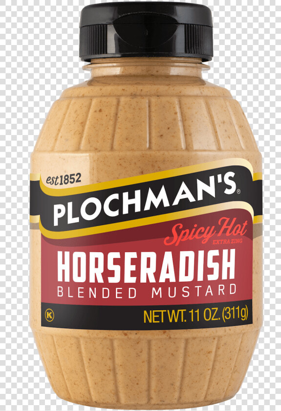 Plochman S Spicy Hot Blended Horseradish Mustard   Bottle  HD Png DownloadTransparent PNG