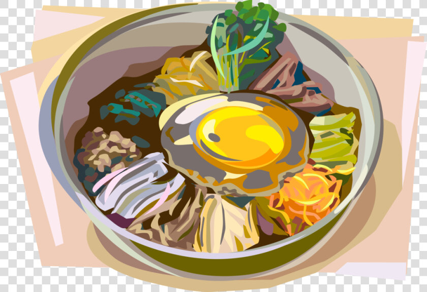 Vector Illustration Of Korean Cuisine Bibimbap Mixed  HD Png DownloadTransparent PNG