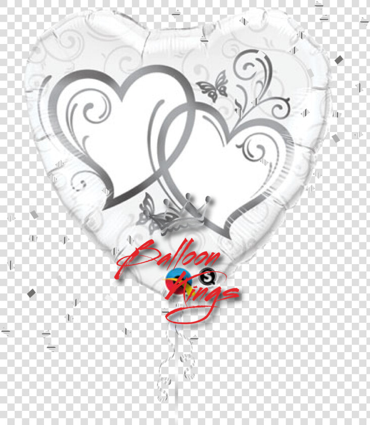 Large Entwined Silver Hearts   Qualatex Wedding  HD Png DownloadTransparent PNG