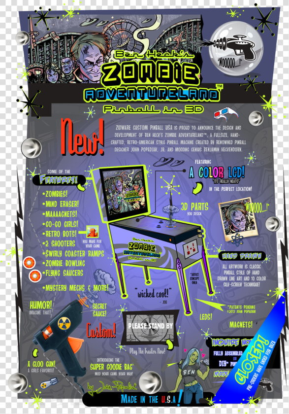 Sweet New Details On Ben Heck’s Zombie Adventureland   Retro Atomic Zombie Adventure Land Pinball  HD Png DownloadTransparent PNG