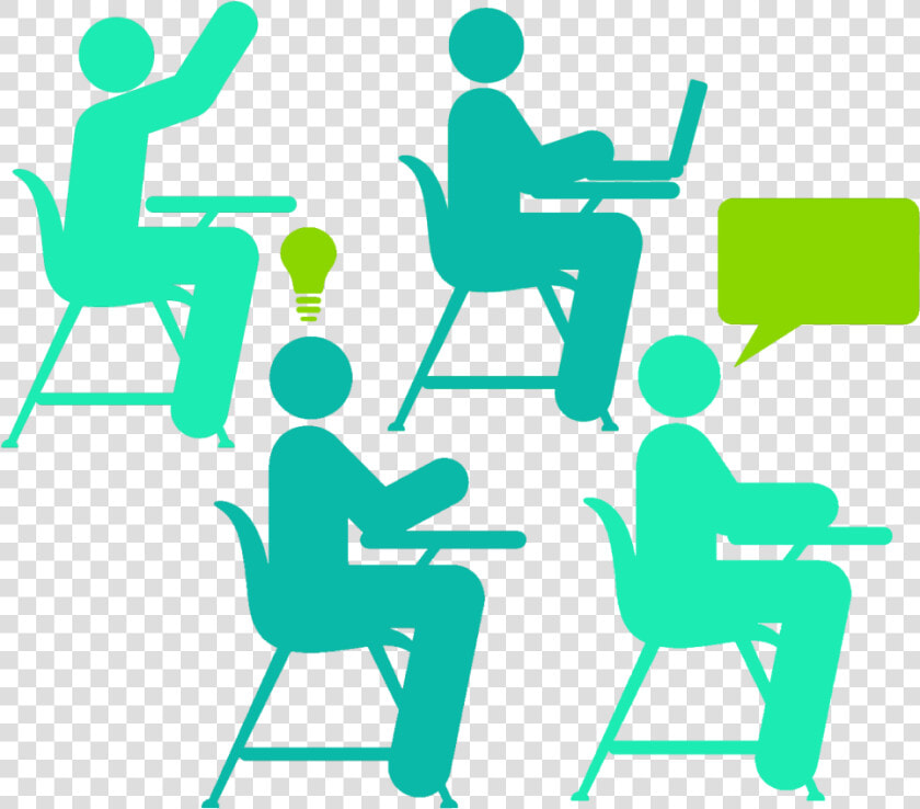 Four Students At Desks   School Black And White  HD Png DownloadTransparent PNG