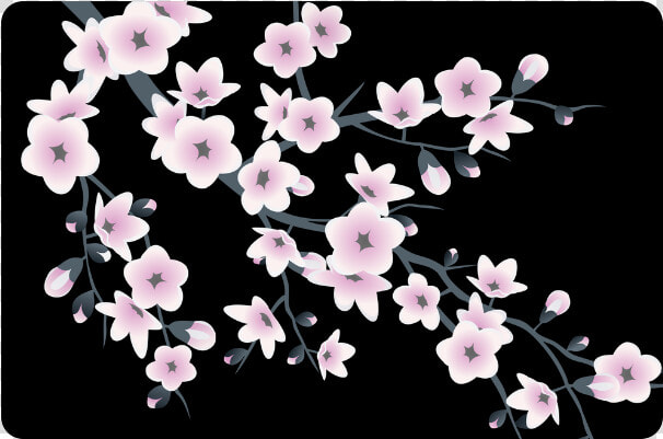 Cherry Blossoms Sakura Floral Pink Black Doormat   Floral Crop Top Png  Transparent PngTransparent PNG