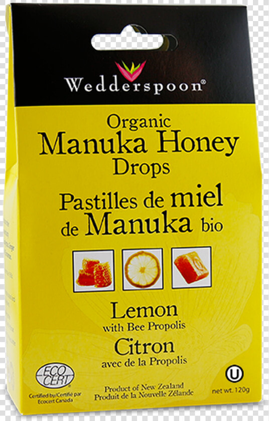 Wedderspoon Organic Manuka Honey Drops With Lemon  amp    Wedderspoon  HD Png DownloadTransparent PNG