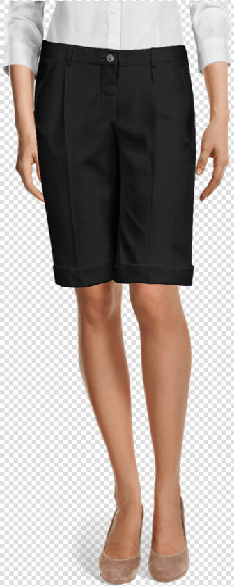 Black Wool Blend Pleated Cuffed Bermuda Shorts view   Black Velvet Cigarette Pants  HD Png DownloadTransparent PNG