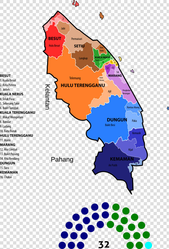 Terengganu State Legislative Assembly Constituencies   Terengganu Map  HD Png DownloadTransparent PNG