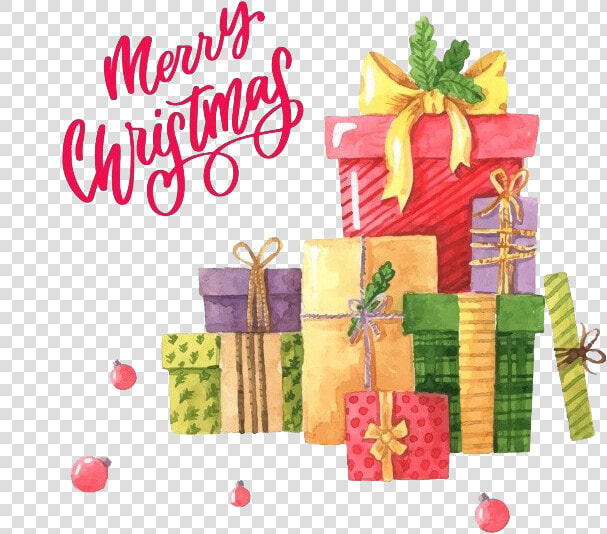 Christmas Gifts Png Background   Christmas Gift Watercolor  Transparent PngTransparent PNG