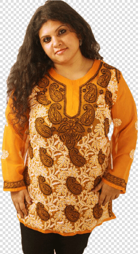 Lucknowi Short Kurti With Front Embroidery   Girl  HD Png DownloadTransparent PNG