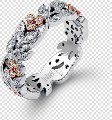 14k Rose And White Leaf Pattern Diamond Ring   Right Hand Ring  HD Png DownloadTransparent PNG