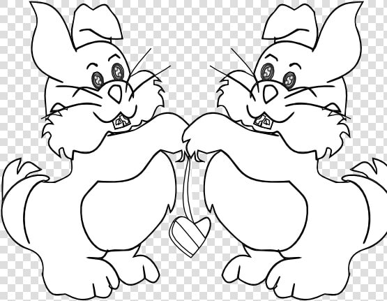 Conejillos Rabbit Black White Line Art 555px   Cartoon  HD Png DownloadTransparent PNG