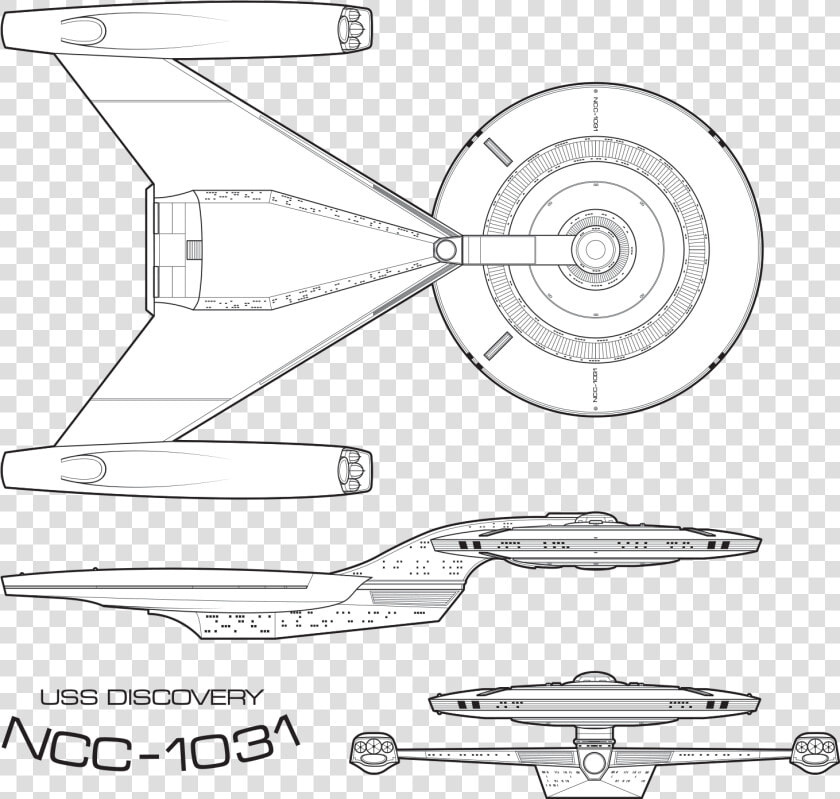 Uss Discovery Star Trek Starship Enterprise Sketch   Star Trek Discovery Schematics  HD Png DownloadTransparent PNG