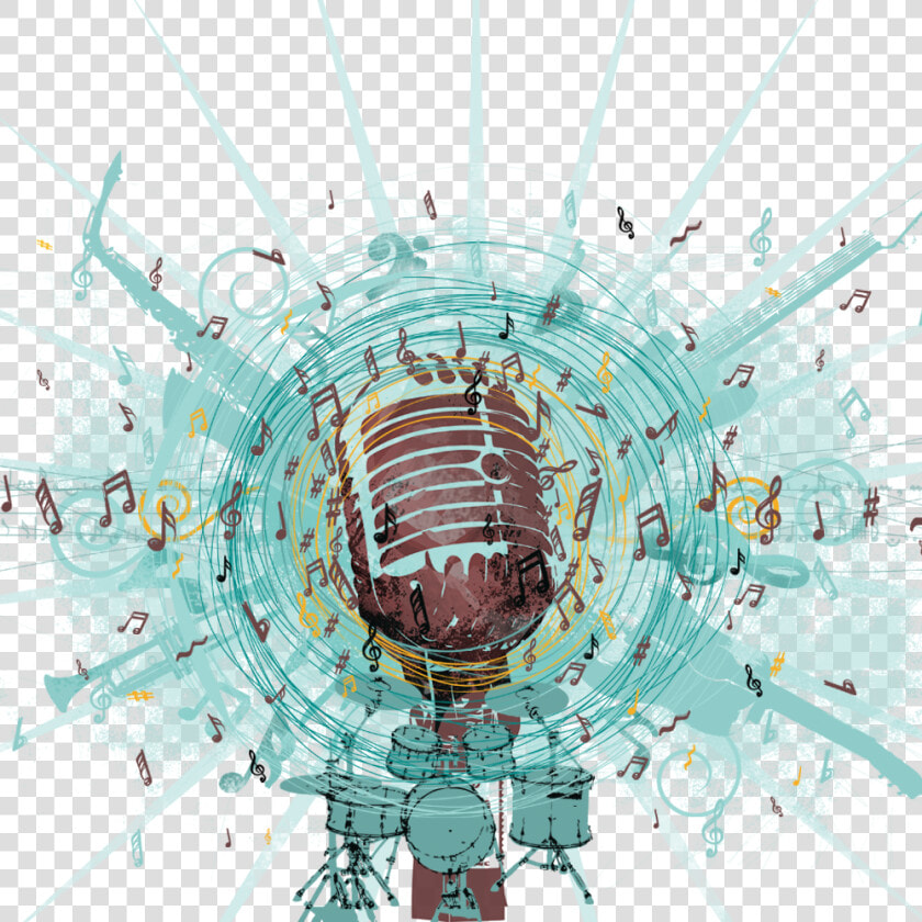 Microphone Background With Music Notes   Transparent Background Microphones Png  Png DownloadTransparent PNG