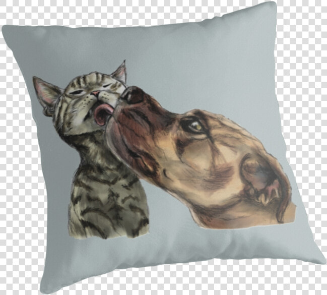 This Is A Rendering Of A Pitbull Dog Licking A Tabby   Cushion  HD Png DownloadTransparent PNG