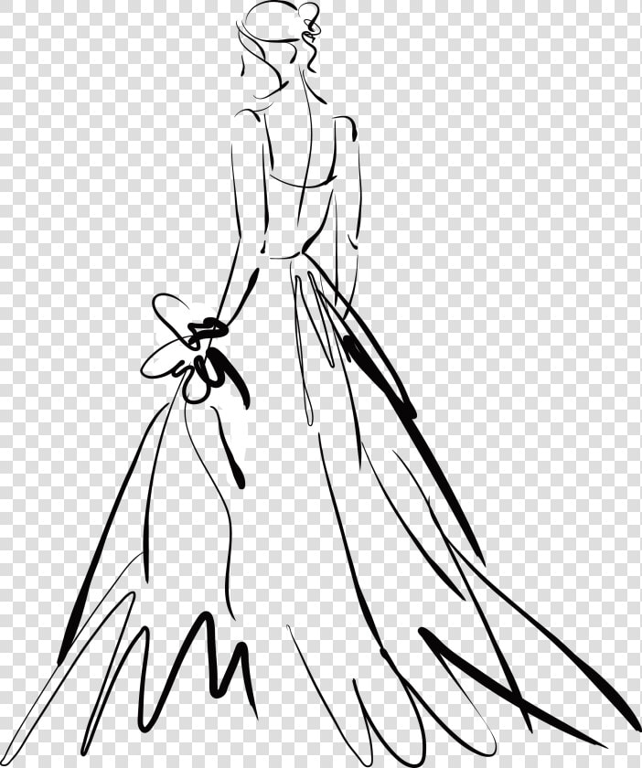 Drawing Dresses Line   Dress Drawing From The Back  HD Png DownloadTransparent PNG