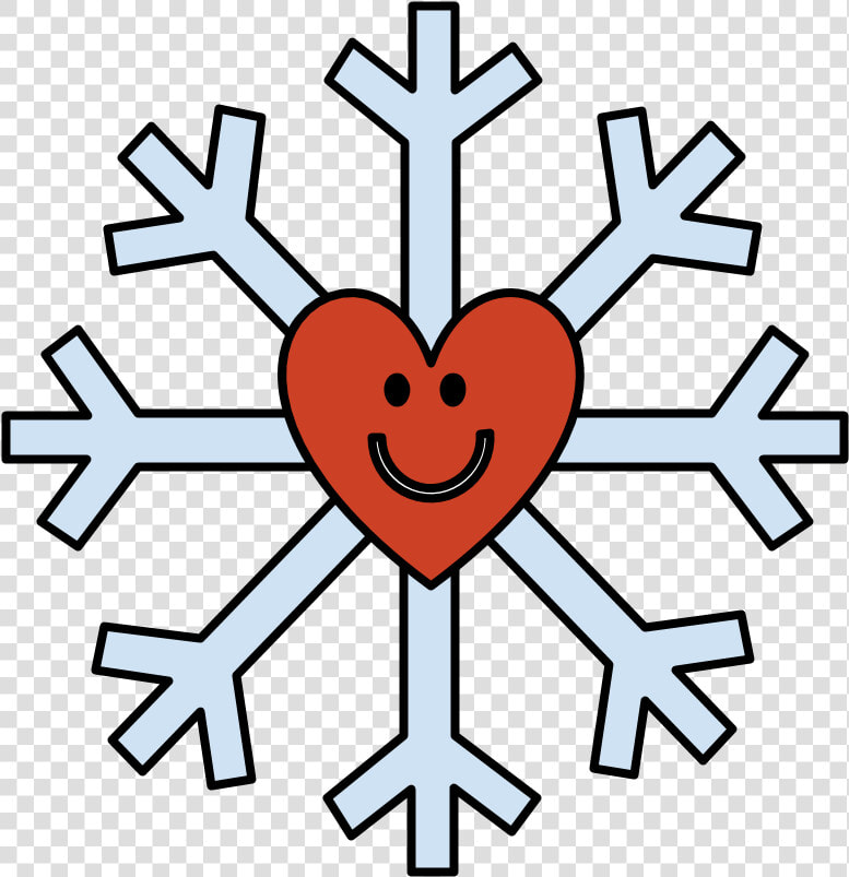 Snowflake  Smiley Face  Heart  Red   Snowflake With A Face Clipart  HD Png DownloadTransparent PNG