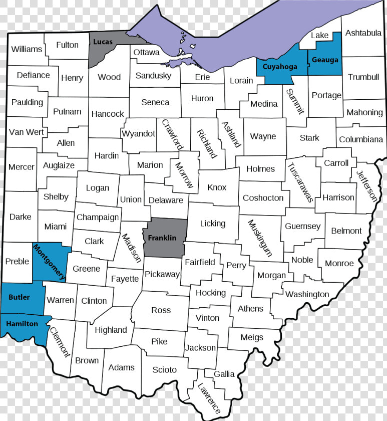 A Map Of Ohio Counties   Ohio County Map  HD Png DownloadTransparent PNG